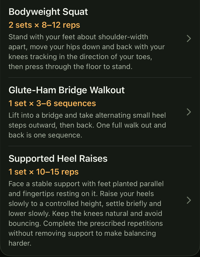 Strength plan · Main exercises, sets and repetitions