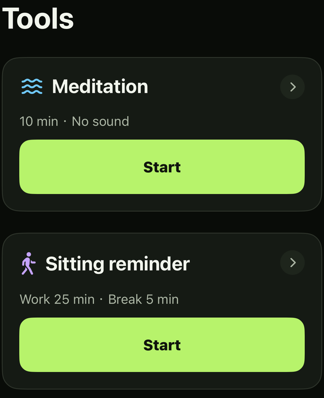 Tools · Meditation and sitting timers
